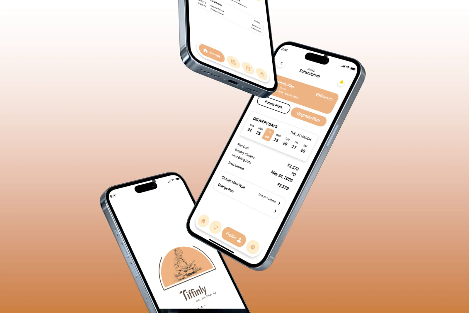 Tiffinly — multi-role food subscription and delivery platform