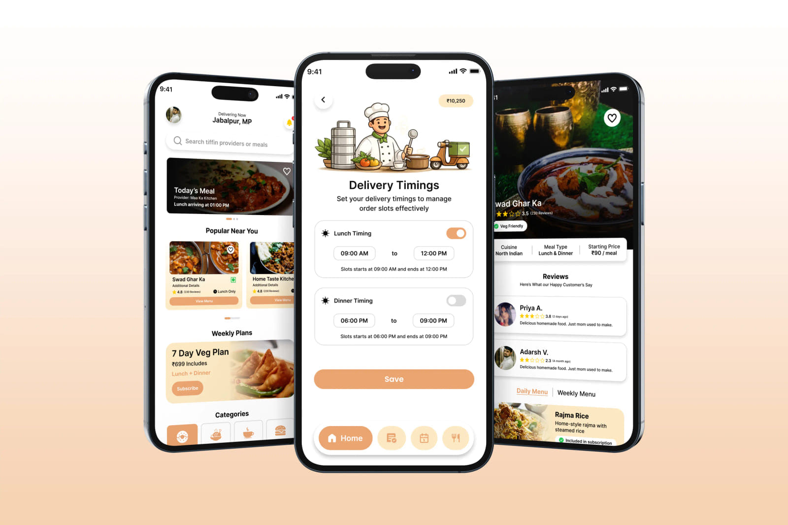Tiffinly customer app — discover, subscribe, pay and track